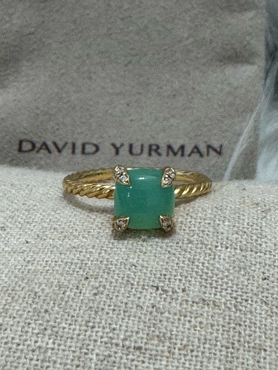 David Yurman Jewelry - David Yurman 18K Gold Chrysoprase Diamond Chatelaine Ring